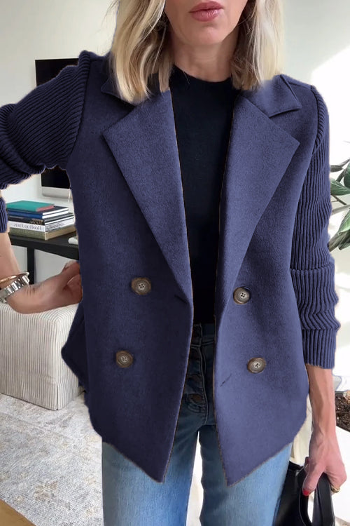 Quinn - Elegant Knit-Sleeve Jacket