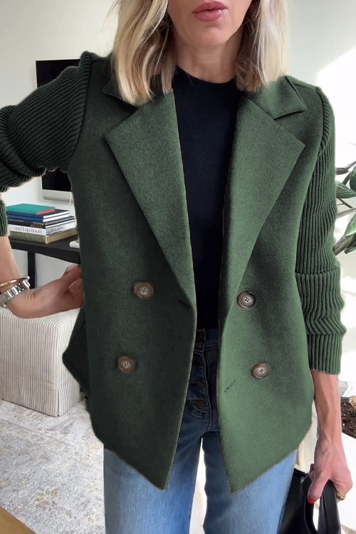Quinn - Elegant Knit-Sleeve Jacket