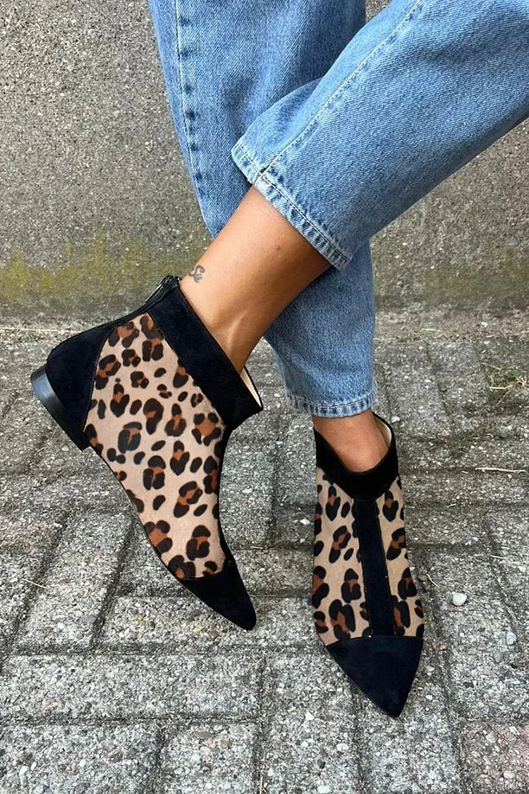 Aliana | Leopard Print Ankle Boot with Pointed Toe