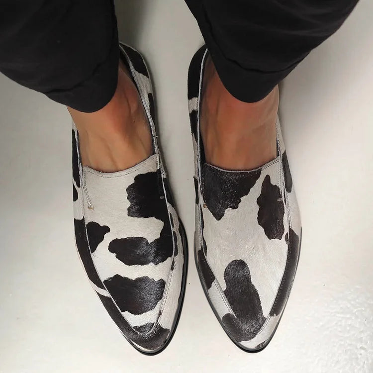 Lily | Cow Print Slip-Ons