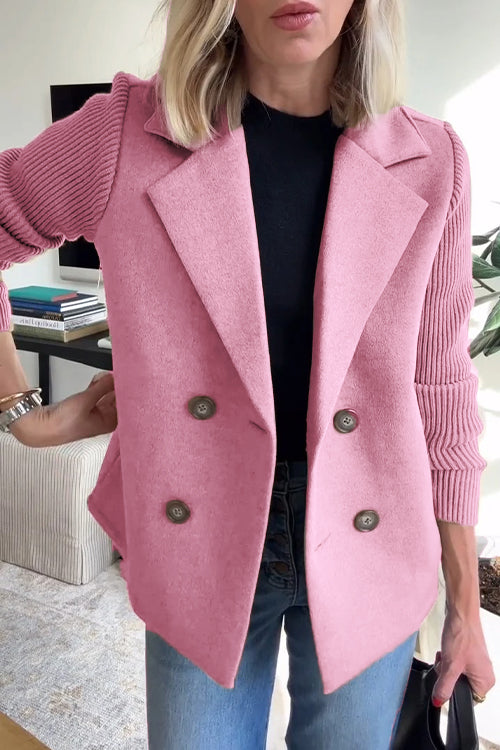 Quinn - Elegant Knit-Sleeve Jacket