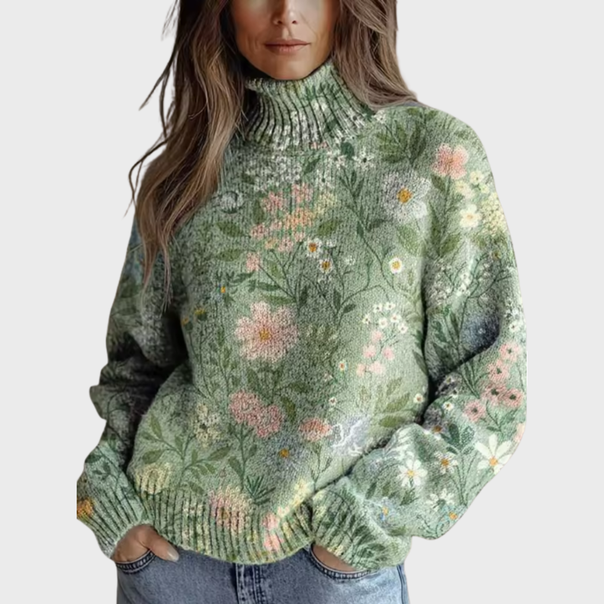 Jessie | Cozy Floral Turtleneck Sweater