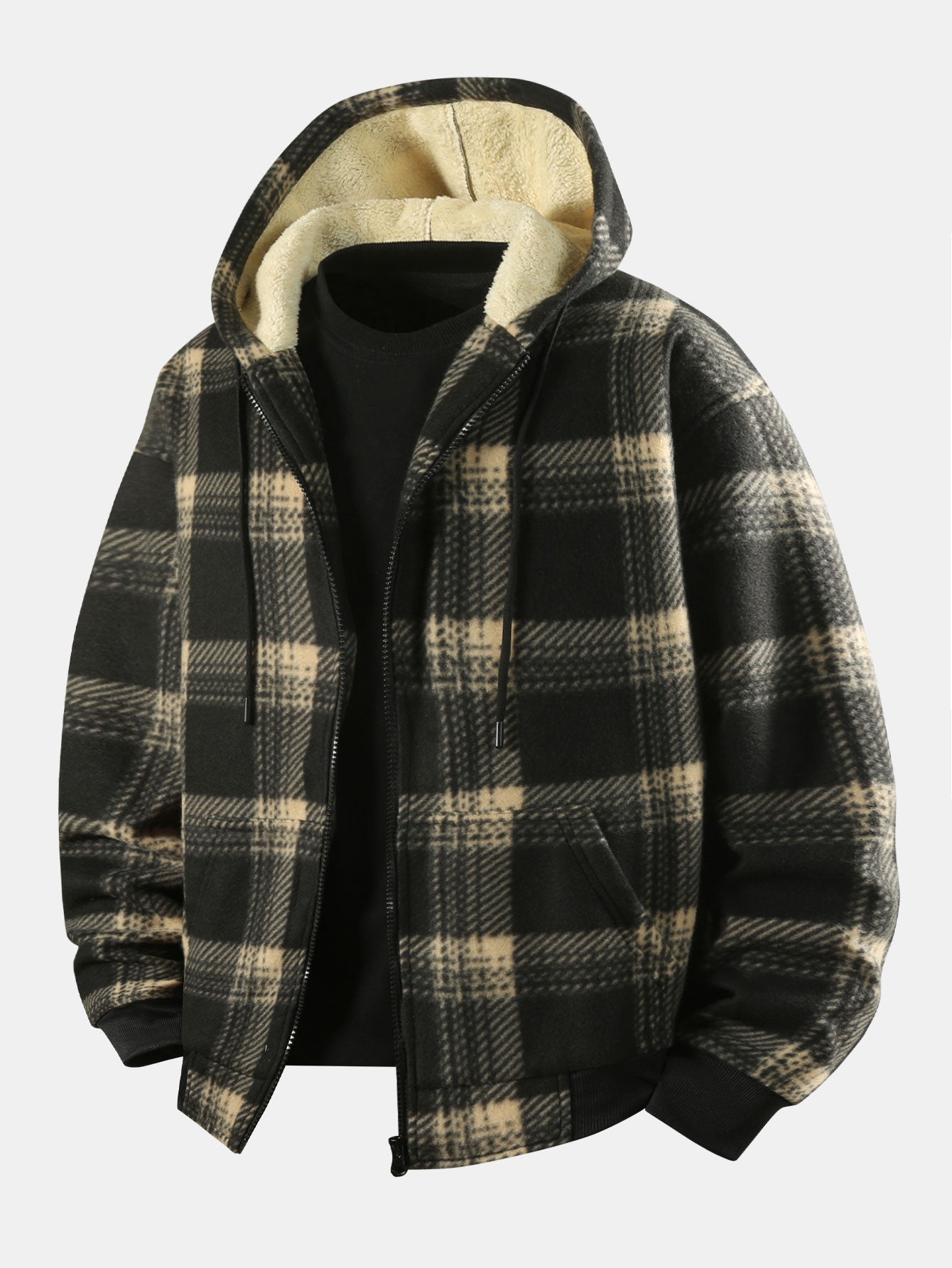 Nash | Teddy-Lined Flannel Zip Hooded Coat