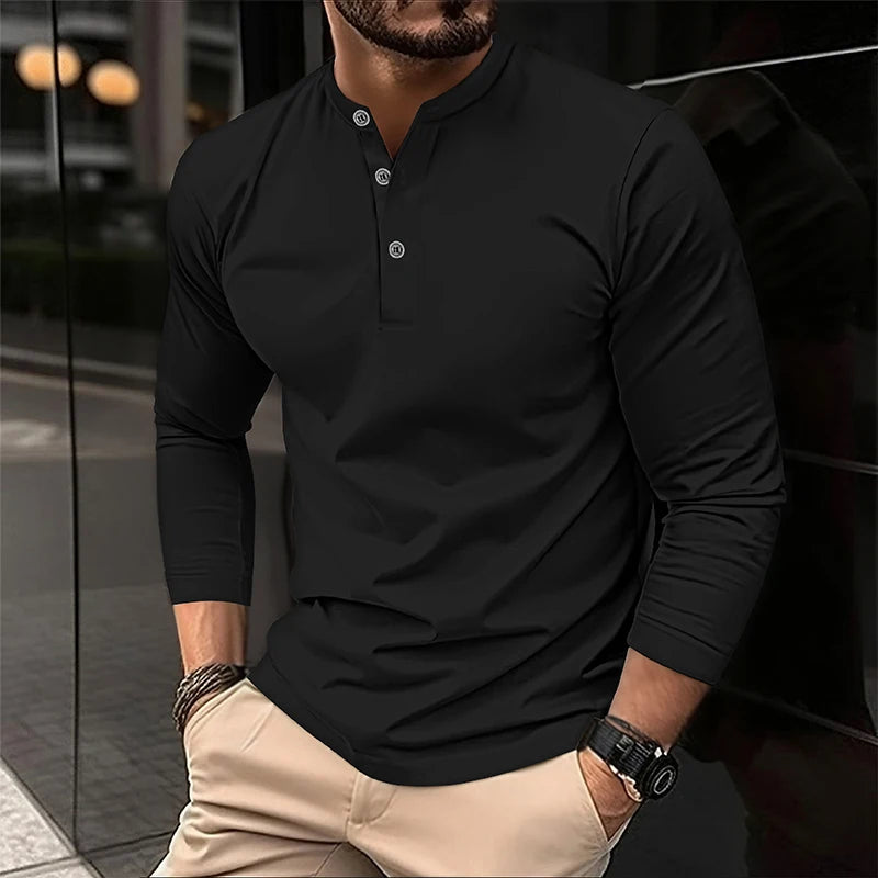 Alexander | Long Sleeve Breathable Polo Shirt for Men