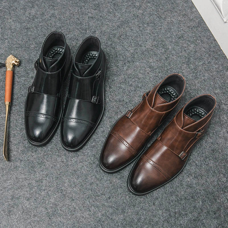 Dylan | Faux Leather Double Monk-Strap Boots