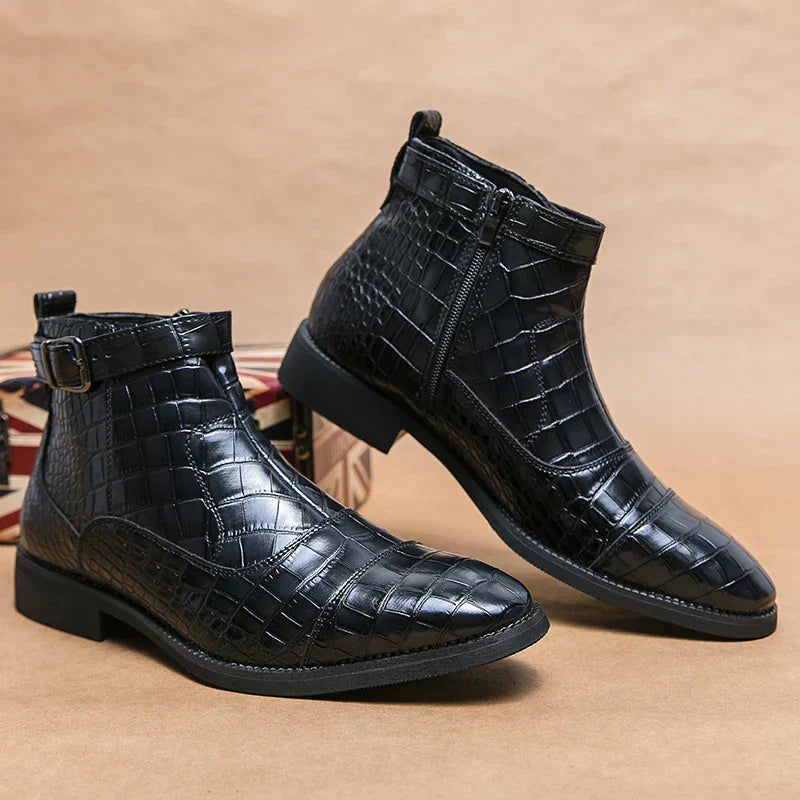 Brandon | Faux Leather Buckle Ankle Boots