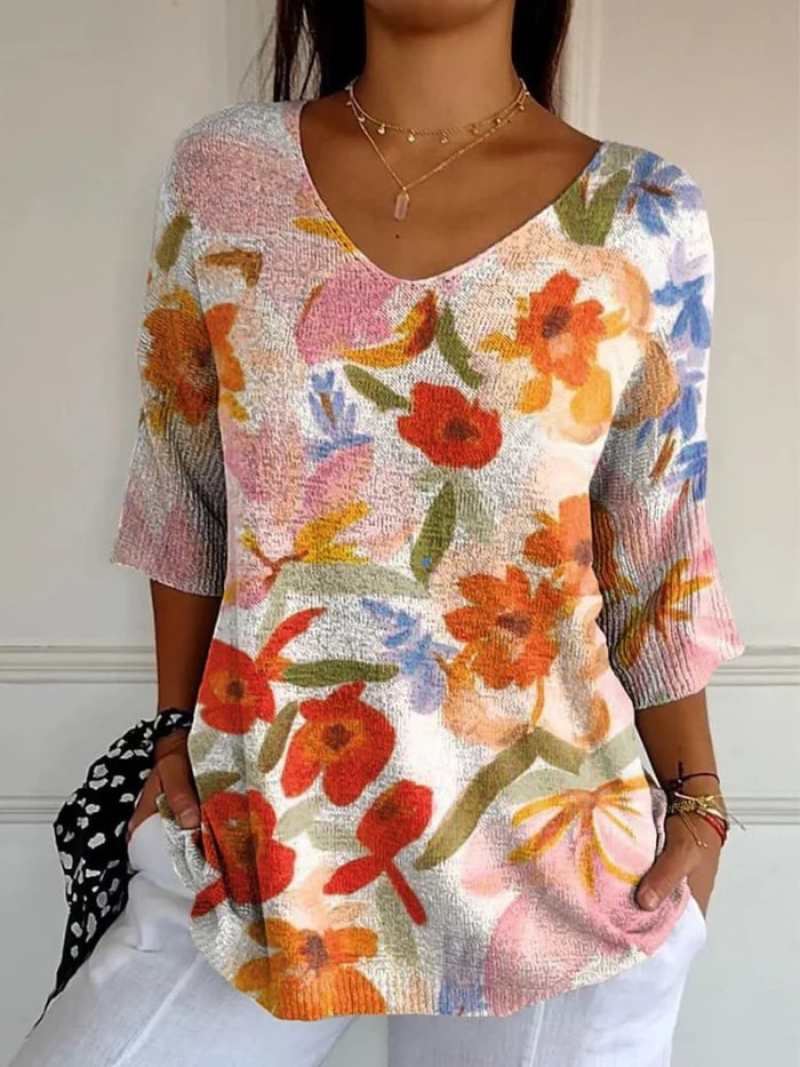 Sienna | Women's Vintage Art Floral Casual Pullover Knit