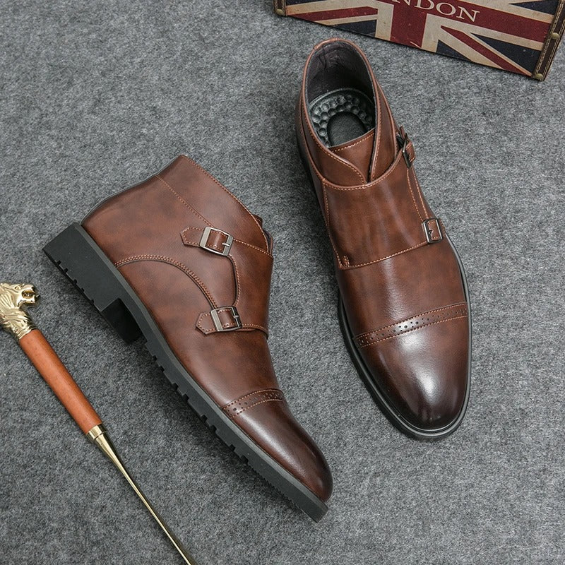 Dylan | Faux Leather Double Monk-Strap Boots