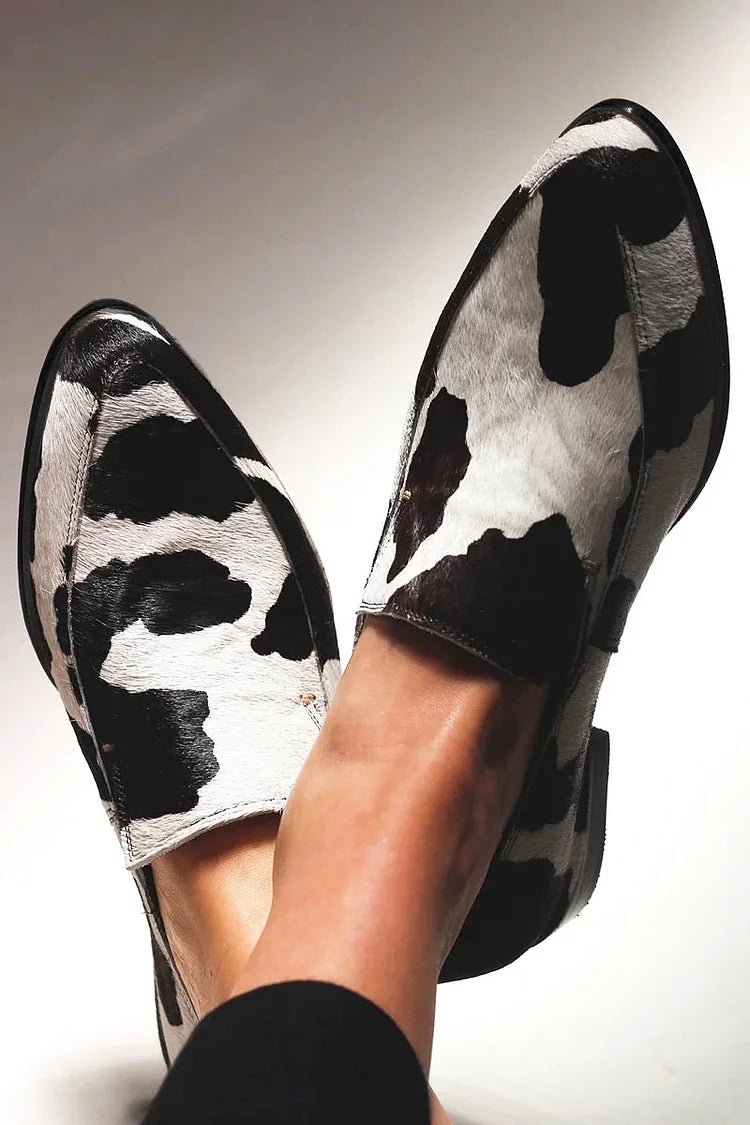 Lily | Cow Print Slip-Ons