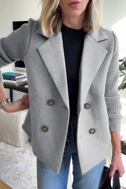 Quinn - Elegant Knit-Sleeve Jacket