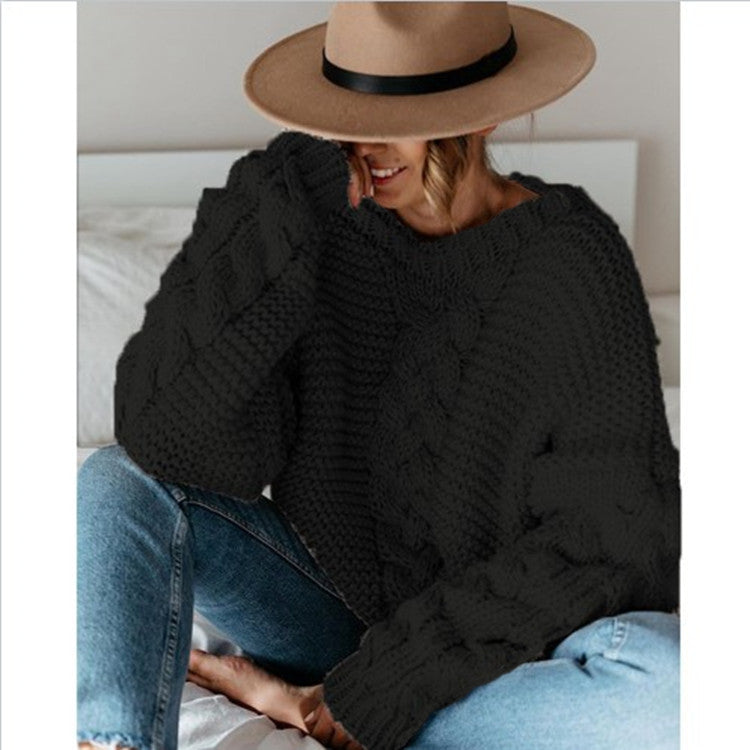 Atlena | Women’s Chunky Knit Sweater with Cable Pattern and Relaxed Fit