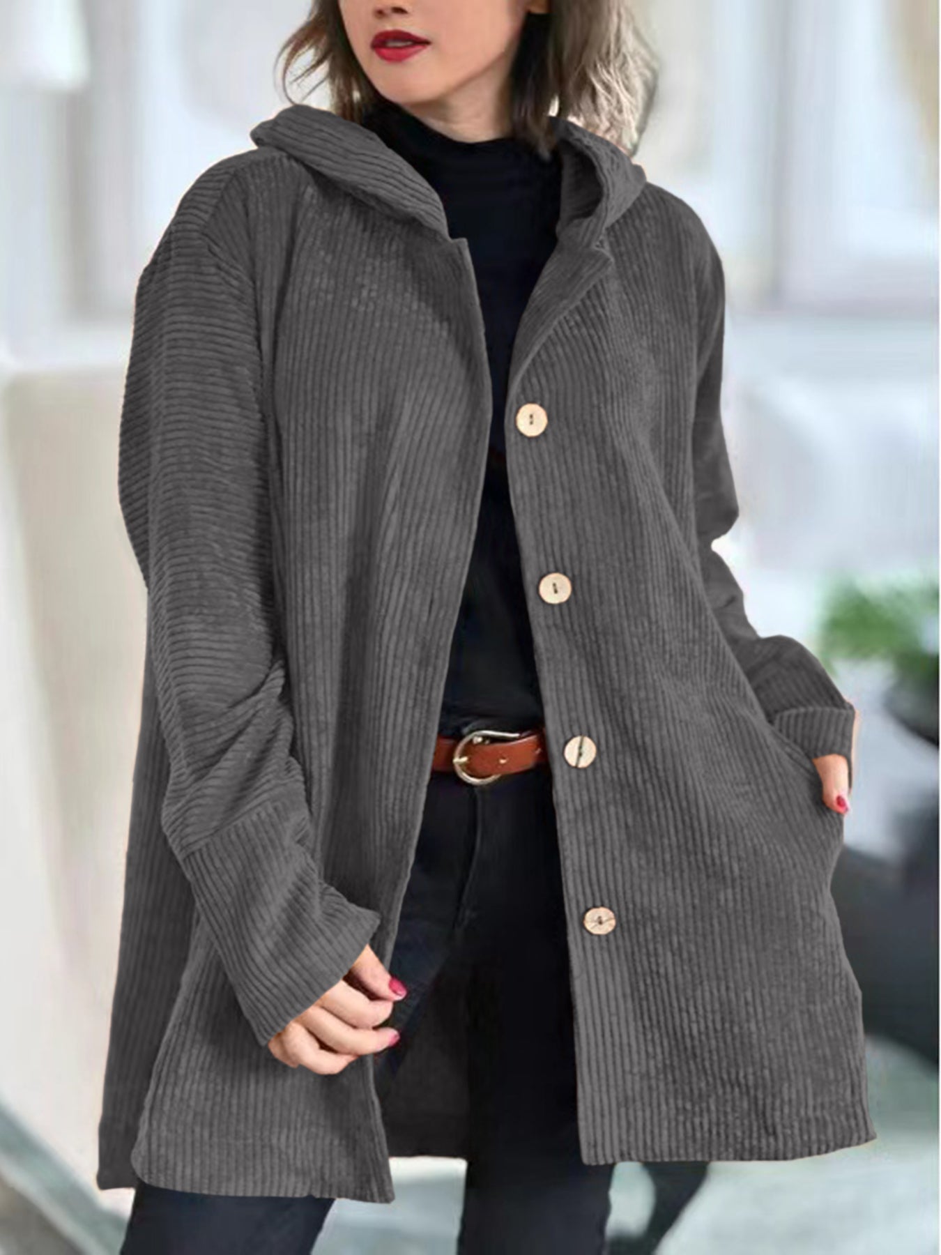 Helga | Cozy velvet jacket with hood
