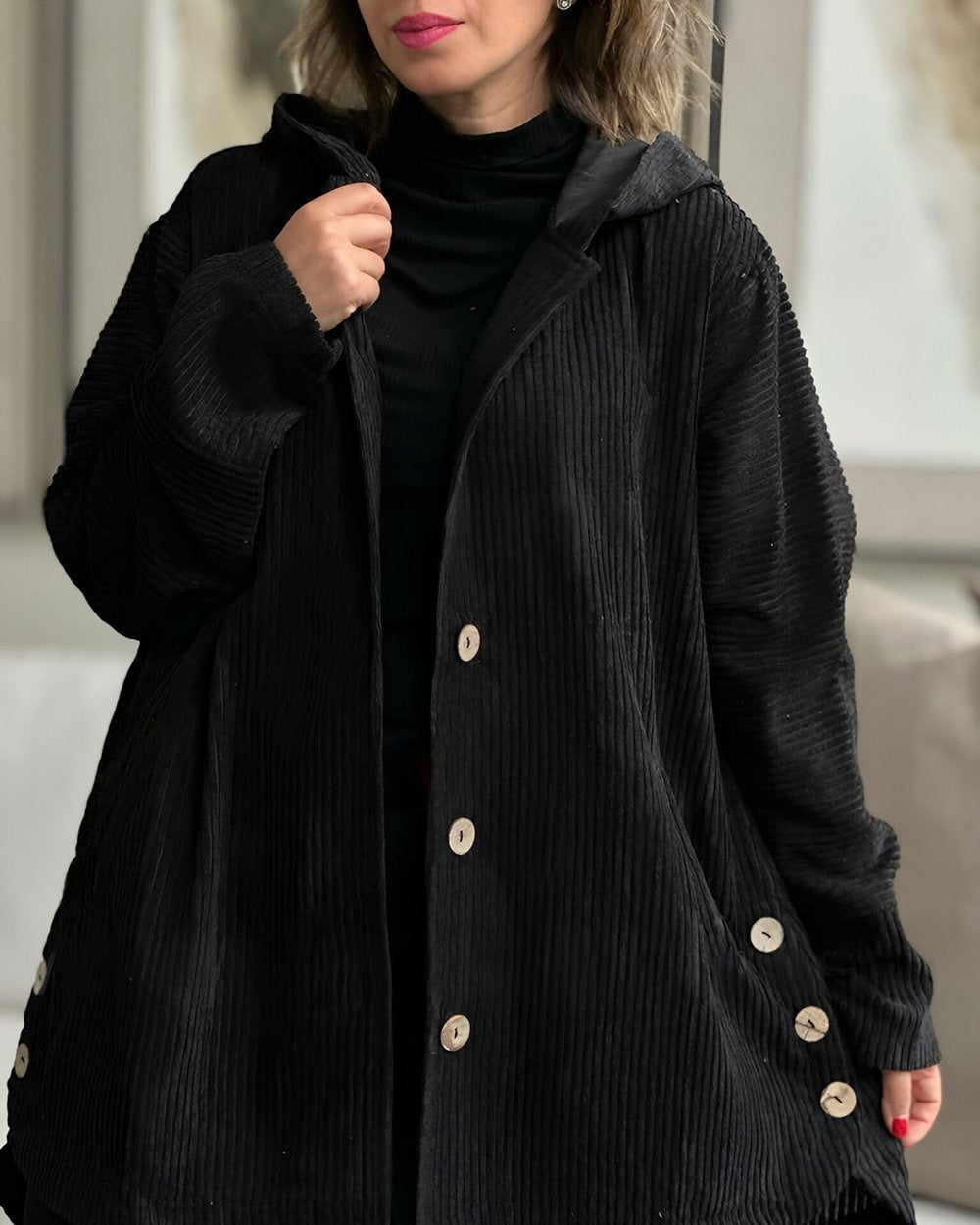 Helga | Cozy velvet jacket with hood
