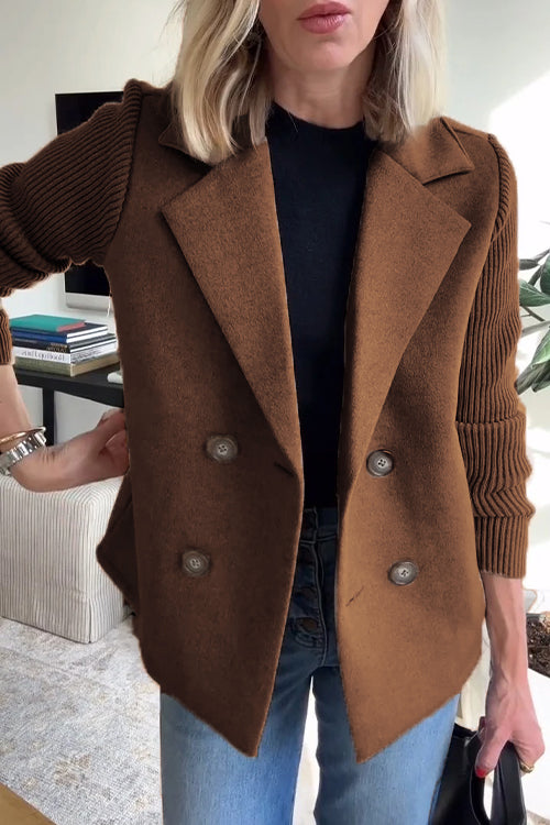 Quinn - Elegant Knit-Sleeve Jacket