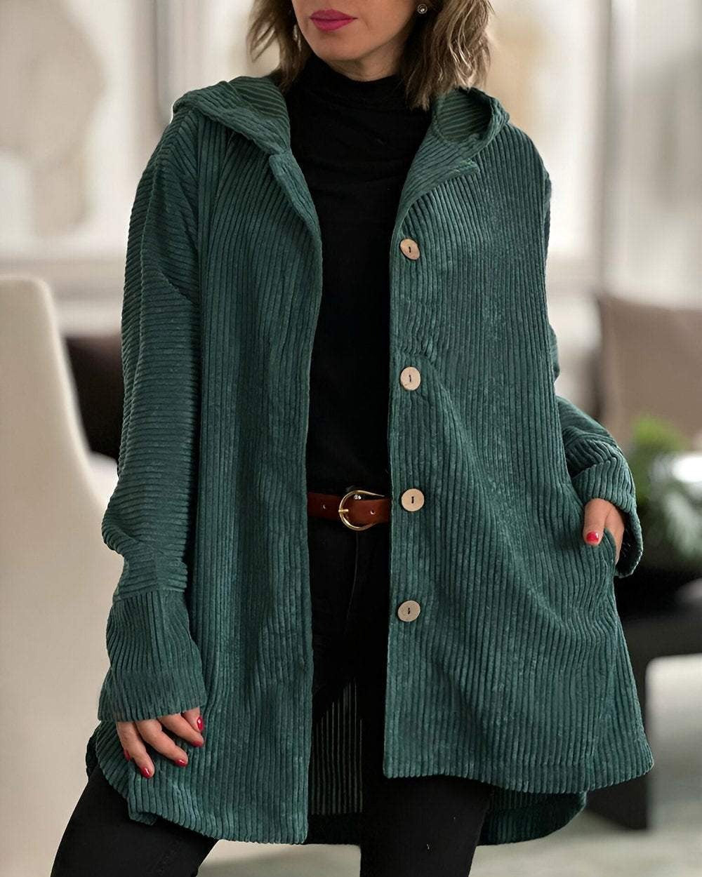 Helga | Cozy velvet jacket with hood