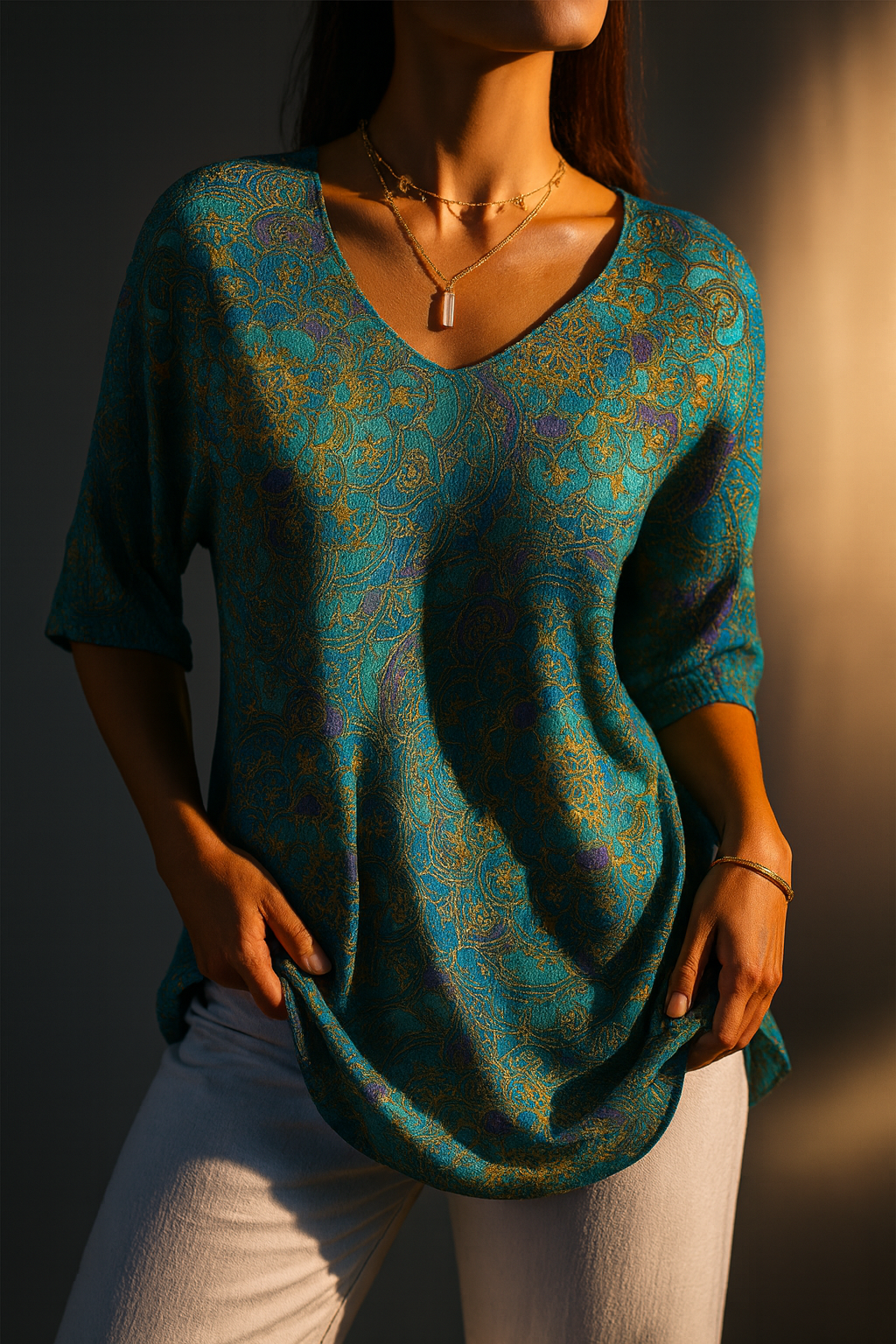 Elise | Women's Retro Art Print Casual Pullover Knit