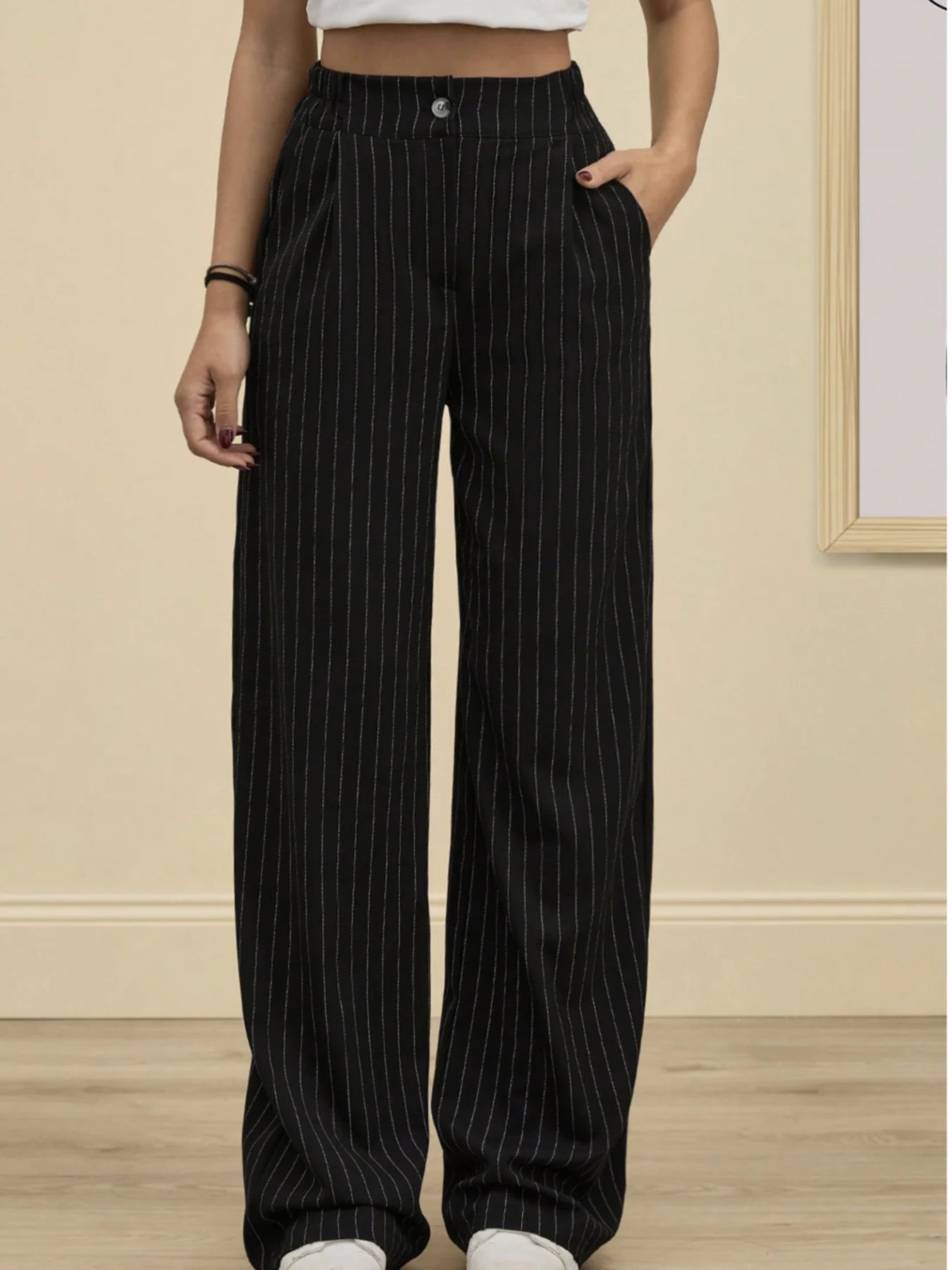Noelle | High Waist Striped Trousers