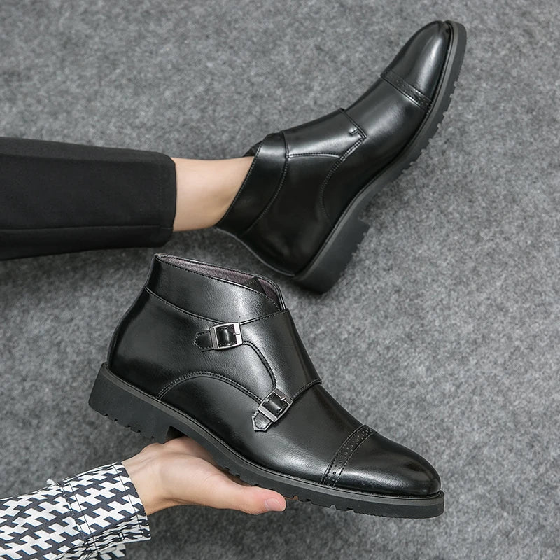 Dylan | Faux Leather Double Monk-Strap Boots