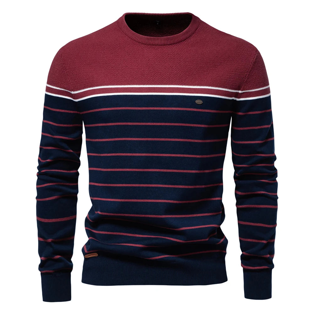 Johan | Striped Cotton Knit O-Neck Sweater