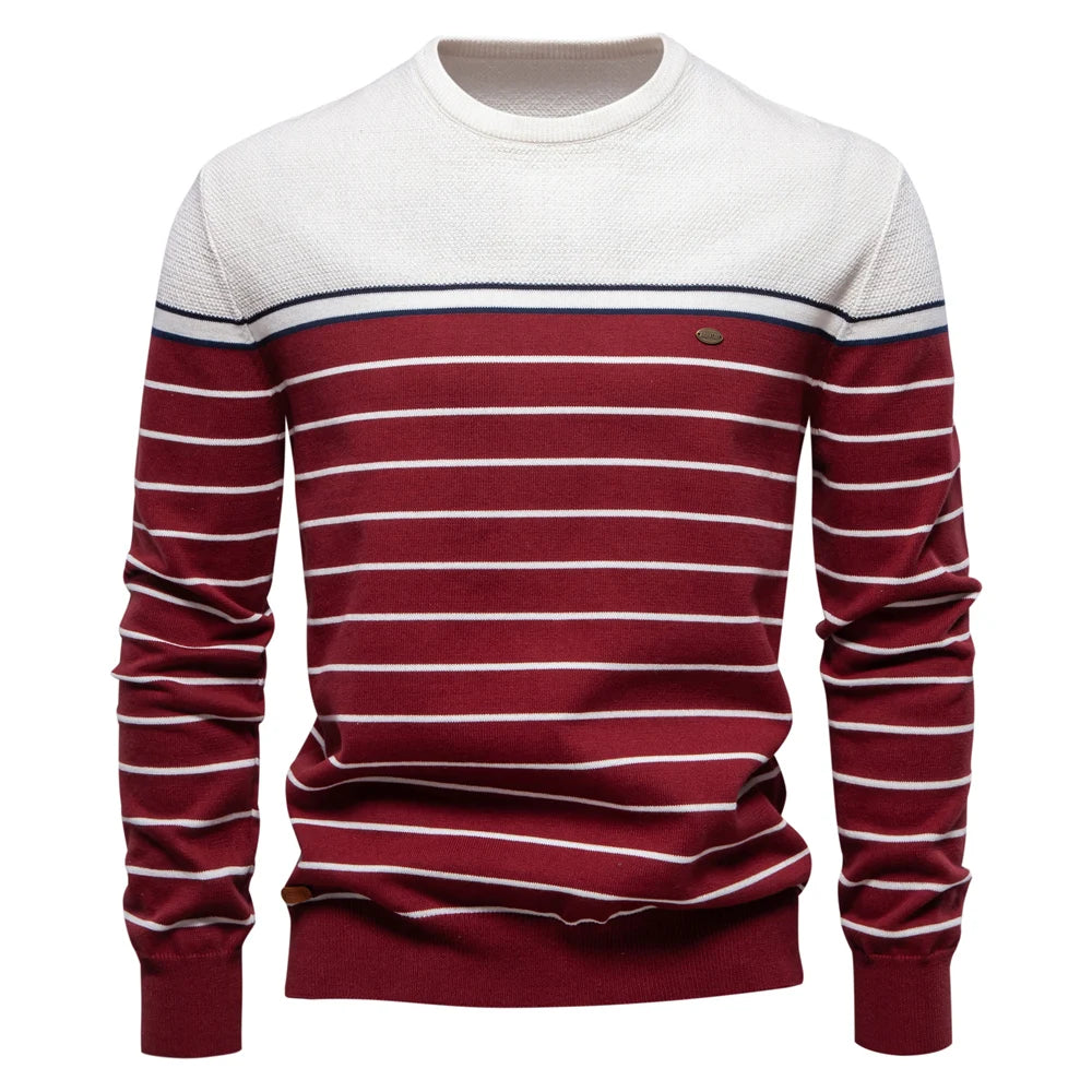 Johan | Striped Cotton Knit O-Neck Sweater