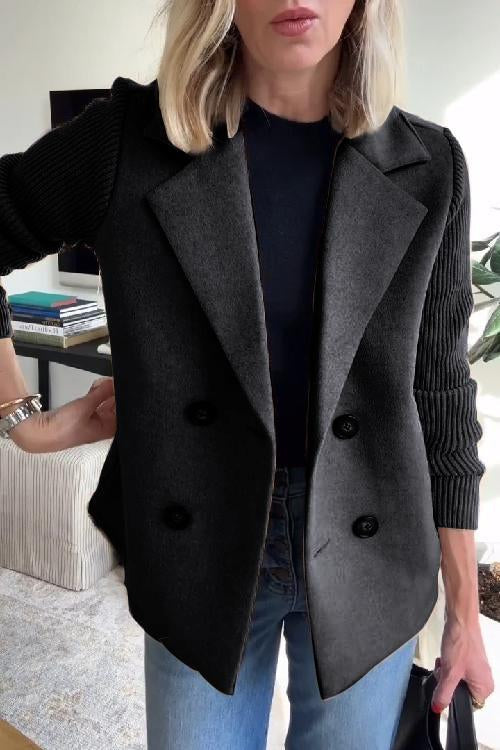 Quinn - Elegant Knit-Sleeve Jacket