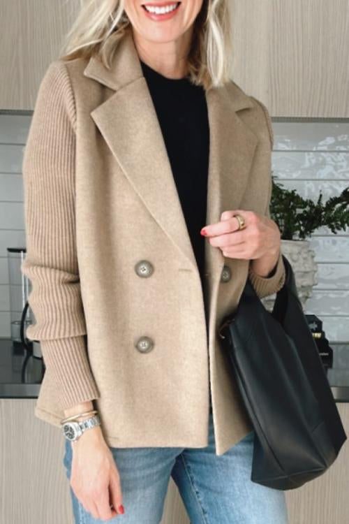 Quinn - Elegant Knit-Sleeve Jacket