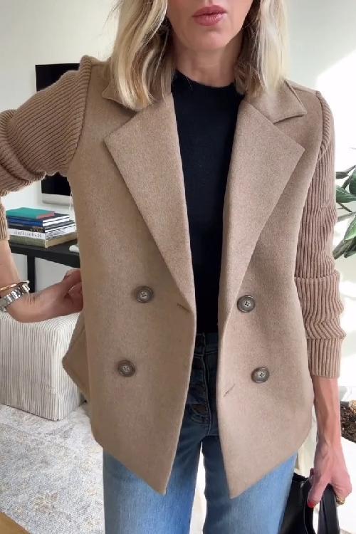 Quinn - Elegant Knit-Sleeve Jacket